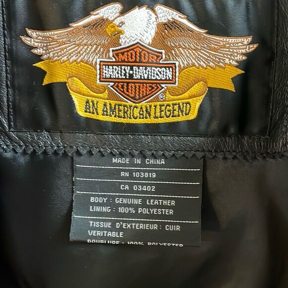 Harley Davidson Womens Leather Motorcycle Jacket Embroidered Logo Size XL Vtg - Picture 12 of 16